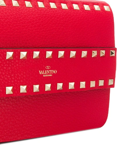 Shop Valentino Rockstud Small Leather Shoulder Bag In Red