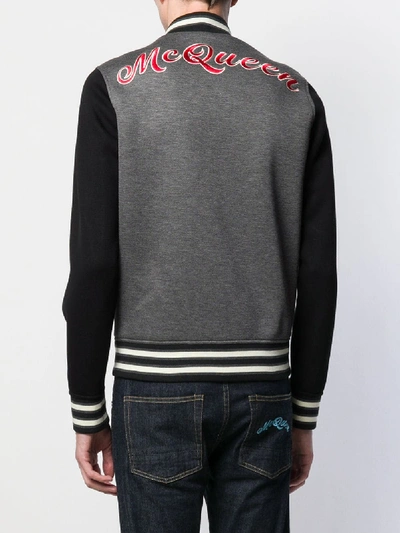 Shop Alexander Mcqueen Embroidered Bomber In Grey