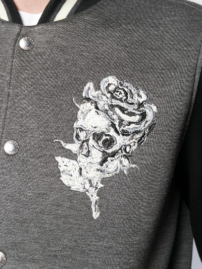 Shop Alexander Mcqueen Embroidered Bomber In Grey