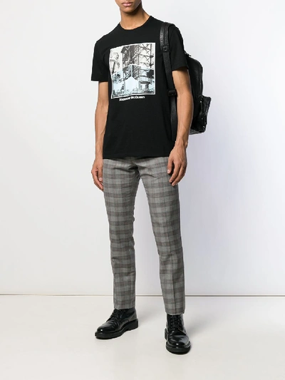 Shop Alexander Mcqueen Cotton T-shirt With Print In Black