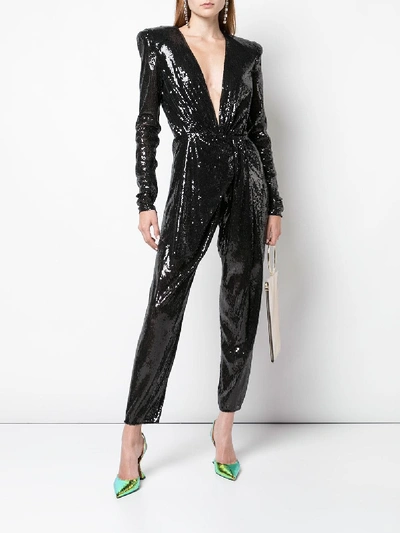 Shop Attico Yulle And Sequins All-in-one In Black