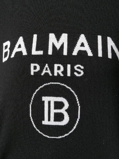 Shop Balmain Logo Cotton Sweater In Black