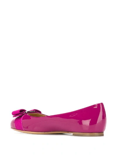 Shop Ferragamo Varina Patent Leather Ballet Flat In Violet