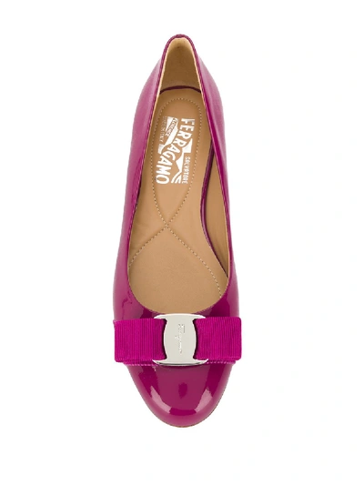 Shop Ferragamo Varina Patent Leather Ballet Flat In Violet