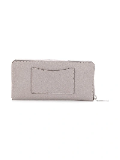 Shop Michael Michael Kors Continental Leather Wallet In Grey
