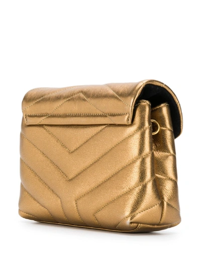 Shop Saint Laurent Monogram Loulou Baby Leather Crossbody Bag In Gold