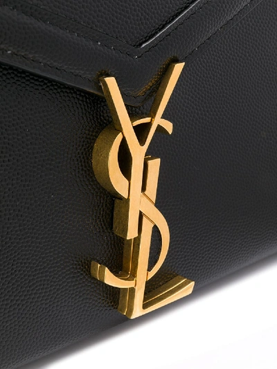 Shop Saint Laurent Leather Wallet On Chain In Black