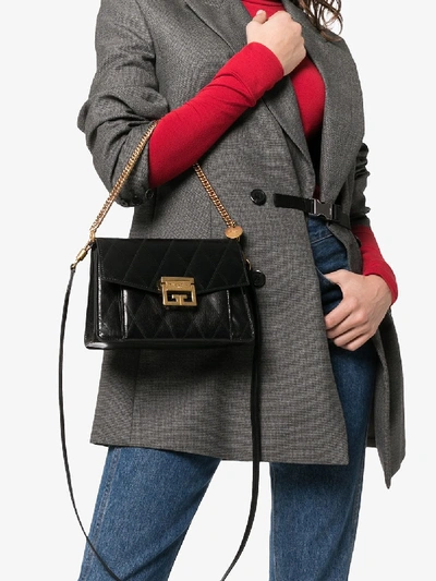 Shop Givenchy Gv3 Small Leather Shoulder Bag In Black