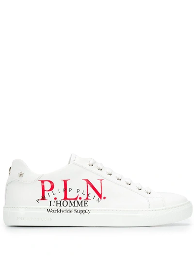 Shop Philipp Plein Printed Sneakers In White