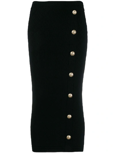 Shop Balmain Midi Skirt In Black