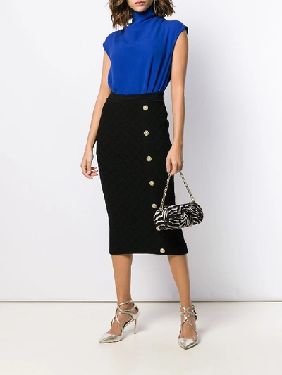 Shop Balmain Midi Skirt In Black