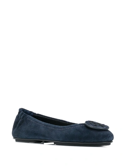 Shop Tory Burch Minnie Travel Leather Ballet Flat In Blue