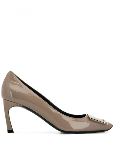 Shop Roger Vivier Trompette Patent Leather Pumps In Beige