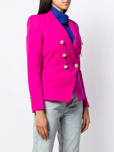 Shop Balmain Wool Jacket In Violet