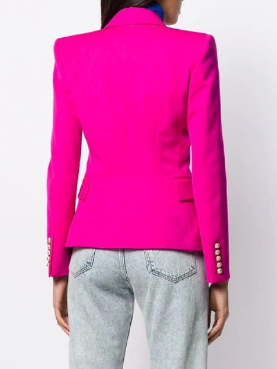 Shop Balmain Wool Jacket In Violet