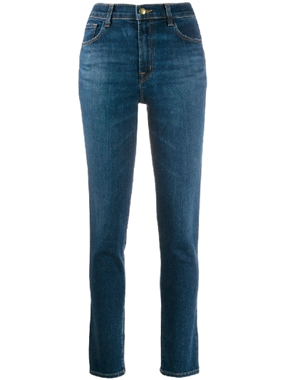 Shop J Brand High Rise Crop Cigarette Ruby Jeans In Blue