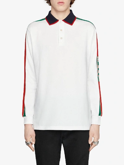 Shop Gucci Cotton Polo Shirt With Logo In White