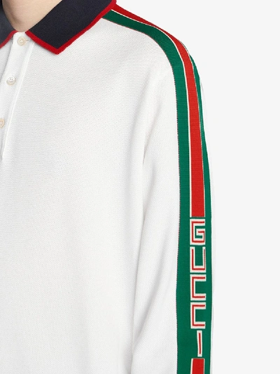 Shop Gucci Cotton Polo Shirt With Logo In White