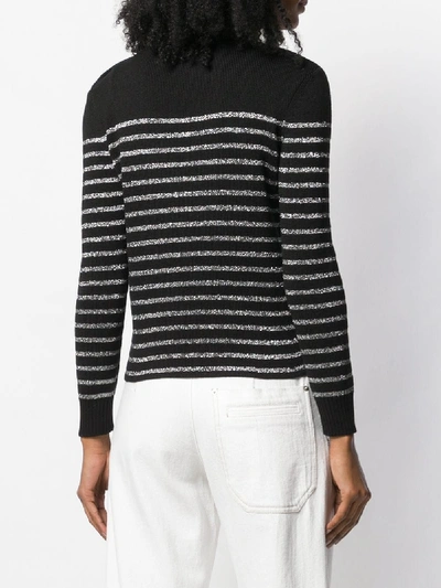 Shop Saint Laurent Round-neck Striped Knitwear In Black