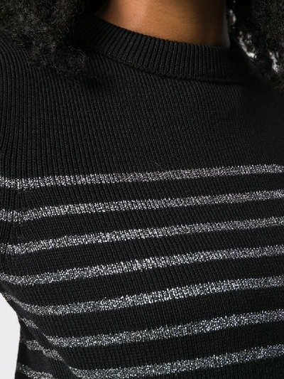 Shop Saint Laurent Round-neck Striped Knitwear In Black