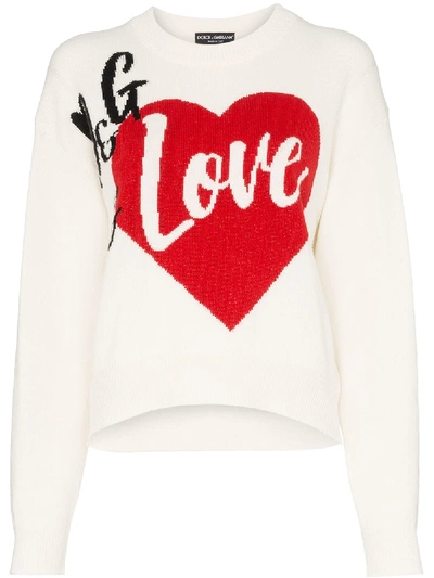 Shop Dolce & Gabbana Cashmere Sweather In White