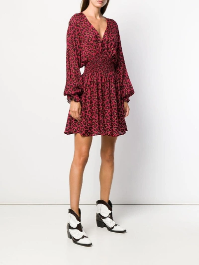 Shop Msgm Leopard Print Short Dress In Violet