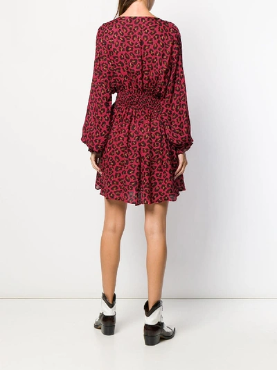 Shop Msgm Leopard Print Short Dress In Violet