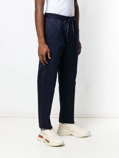 Shop Gucci Cotton Trousers In Blue
