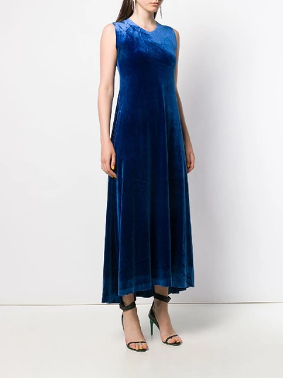 Shop Norma Kamali Velvet Dress In Blue