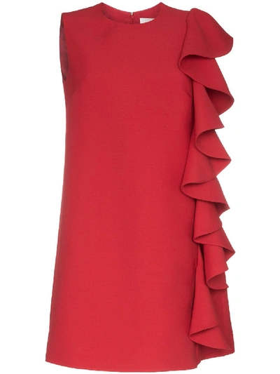 Shop Valentino Wool Short Dress In Red