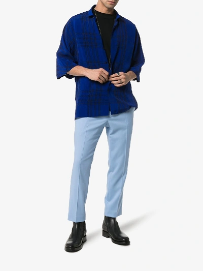 Shop Haider Ackermann Scottish Print Shirt In Blue