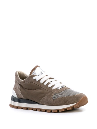 Shop Brunello Cucinelli Leather Sneaker In Grey