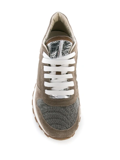 Shop Brunello Cucinelli Leather Sneaker In Grey