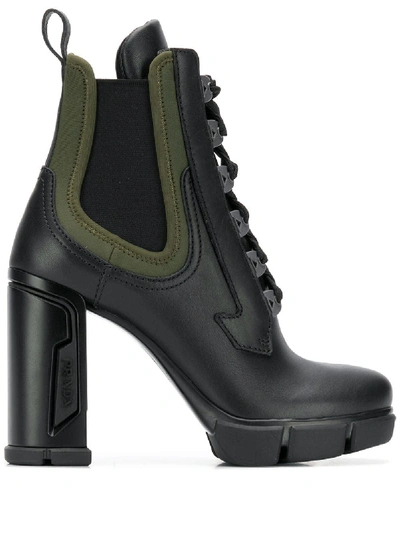 Shop Prada Leather Ankle Boots In Black