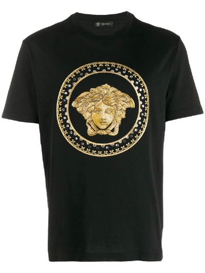 Shop Versace Cotton T-shirt In Black