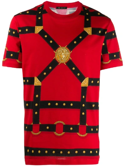 Shop Versace Cotton Printed T-shirt In Red