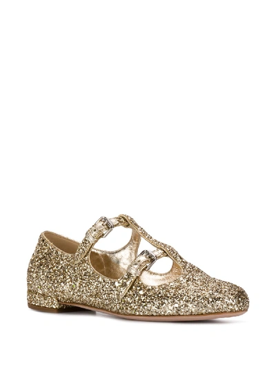 Shop Miu Miu Glitter Ballet Flat In Grey