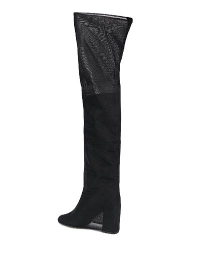 Shop Mm6 Maison Margiela Leather Thigh-high Boots In Black