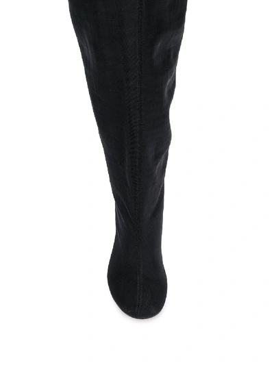 Shop Mm6 Maison Margiela Leather Thigh-high Boots In Black