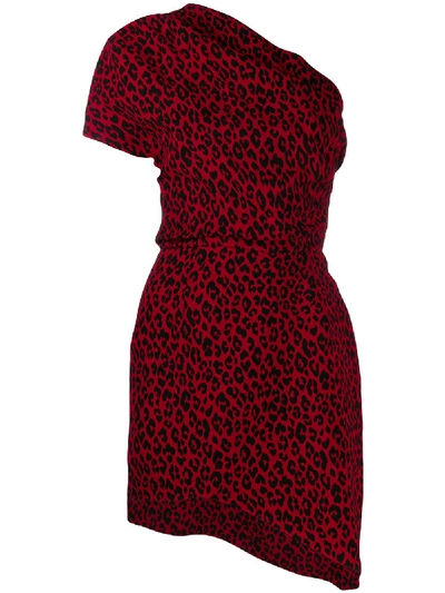 Shop Saint Laurent One-shoulder Short Dress In Red