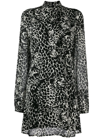 Shop Saint Laurent Short Dress With Leo Print In Black