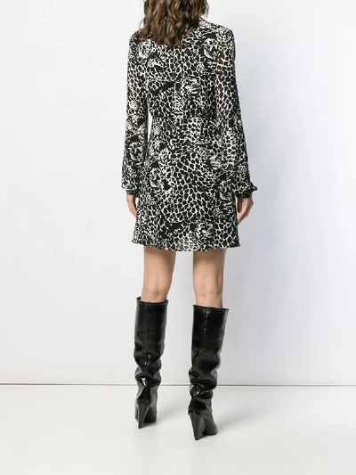 Shop Saint Laurent Short Dress With Leo Print In Black