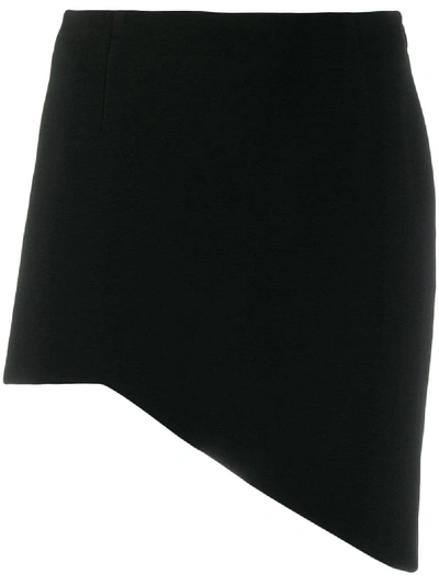 Shop Saint Laurent Asymmetric Short Skirt In Black