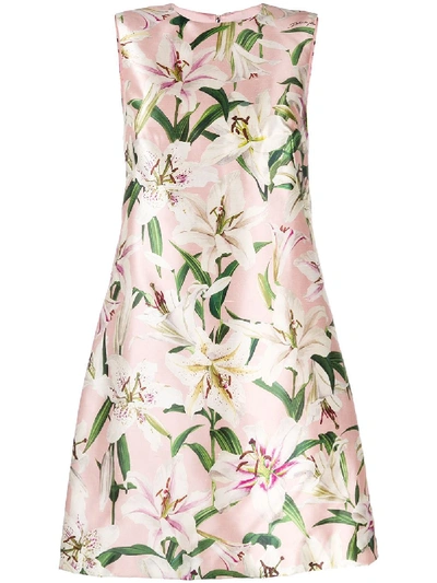 Shop Dolce & Gabbana Silk Short Dress In Pink