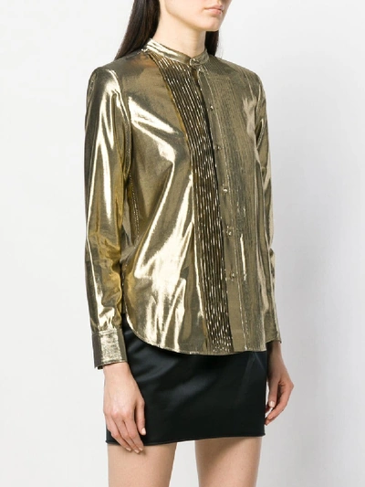 Shop Saint Laurent Lame Shirt In Gold