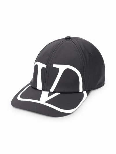 Shop Valentino Logo Print Hat In Black