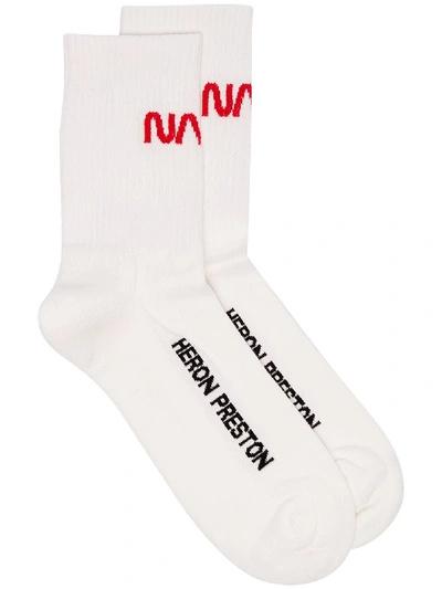 Shop Heron Preston Long Socks Nasa In White