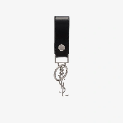 Shop Saint Laurent Black Leather Keychain