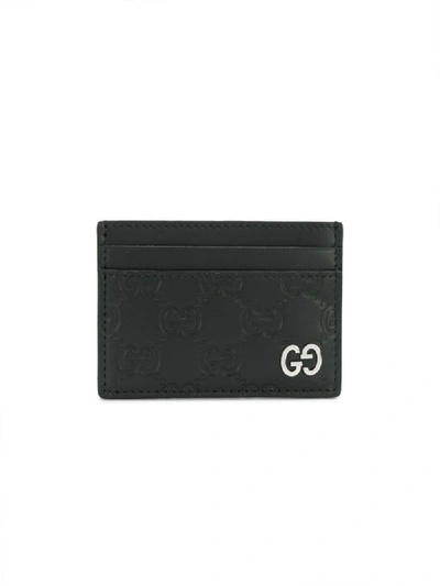 Shop Gucci Logo Credit Card Holder In Black