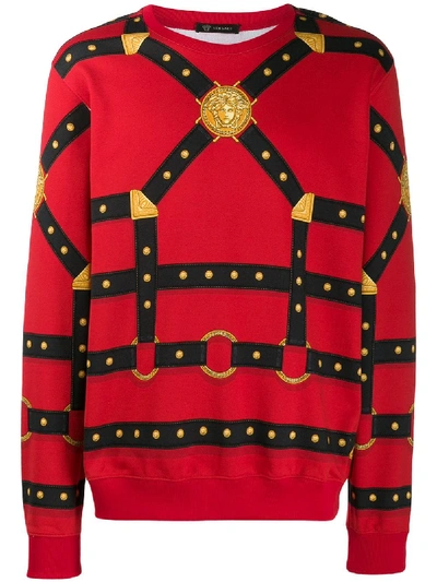 Shop Versace Printed Sweatshirt In Red
